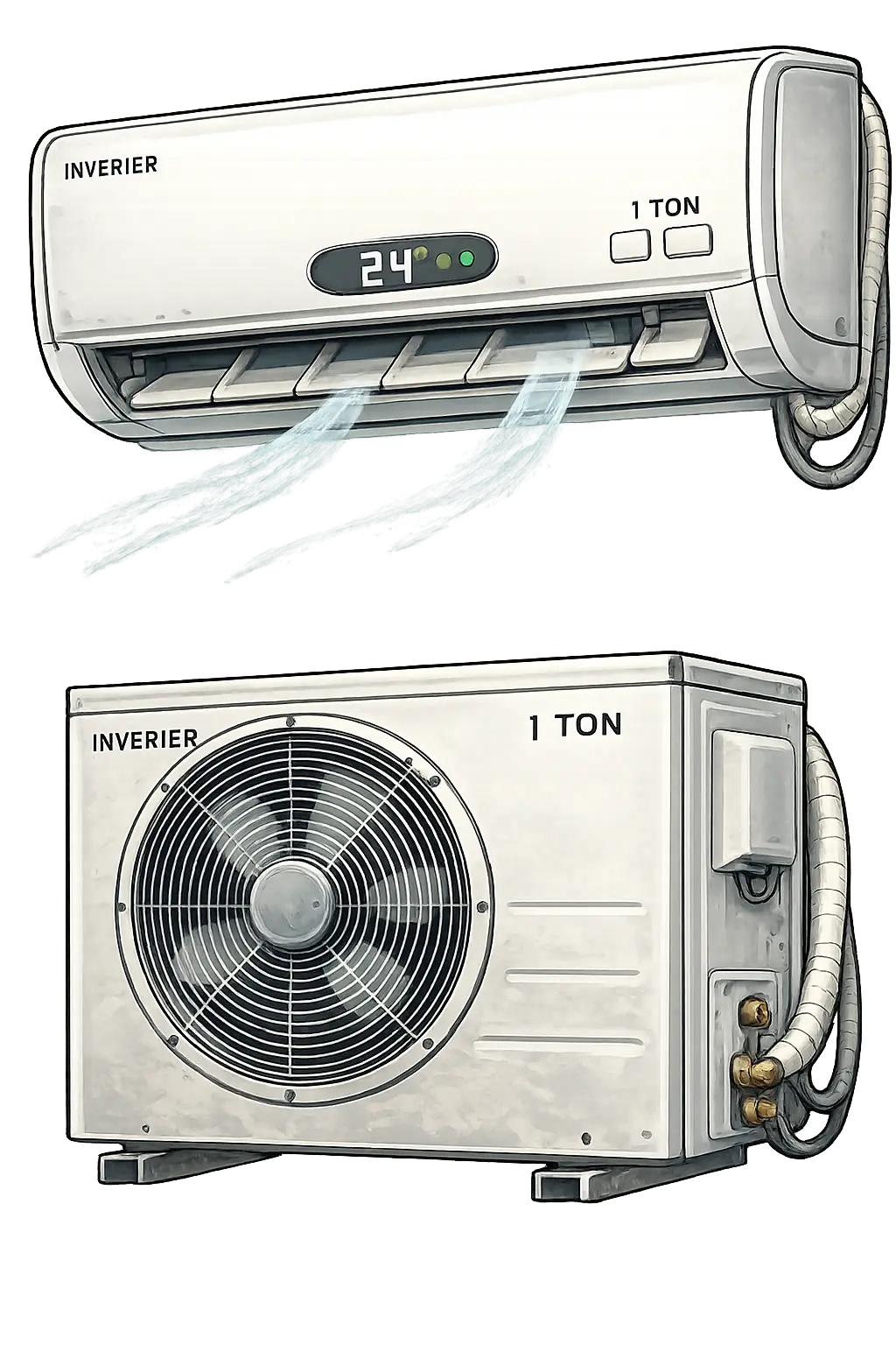 AC Split  (Aluminium Condensser) 1 Ton